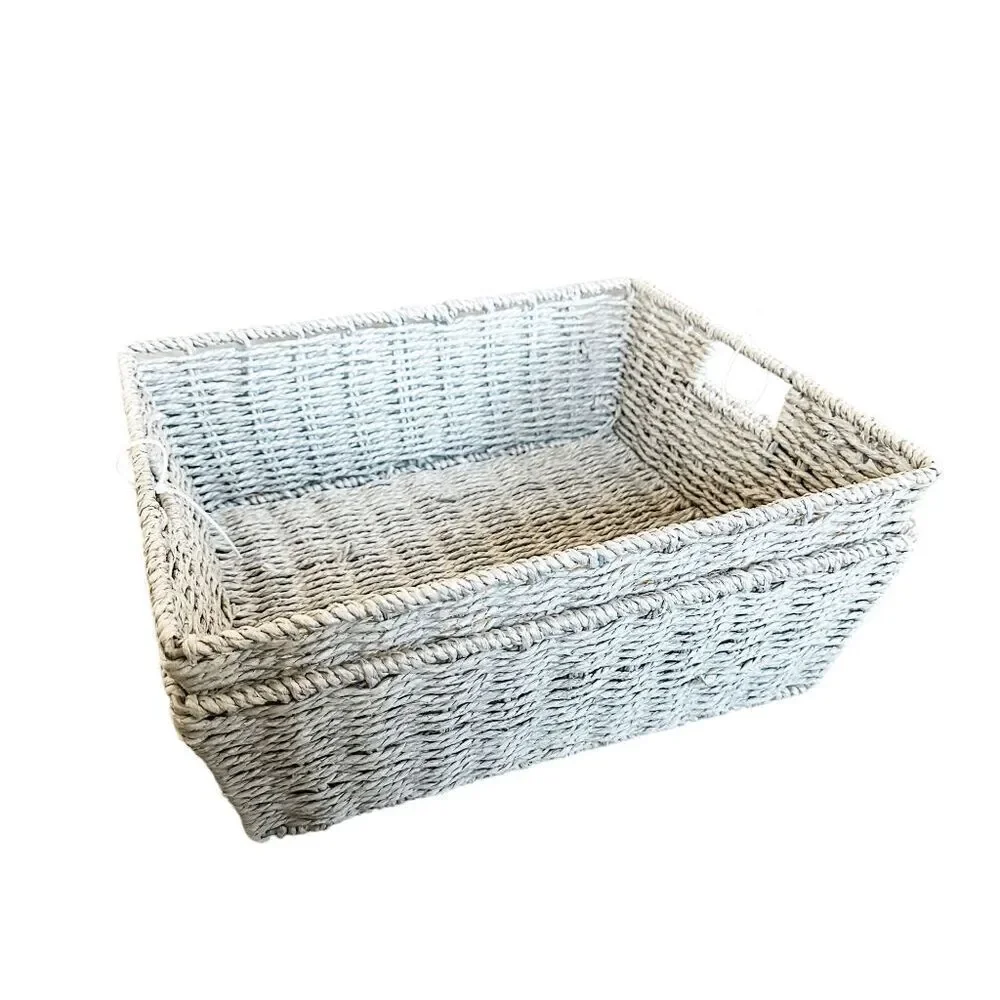 Brand New Set of Two Whitmor Rattique Shelf Tote with handles, Gray, Pantry Bin